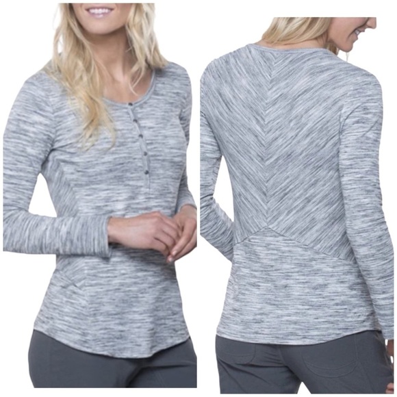 KUHL SVENNA HENLEY TOP WOMENS SZ M JERSEY KNIT WAFFLE ATHLETIC OUTDOORS RUGGED - Picture 1 of 12